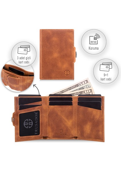 Toscana Taba Bozuk Paralık Cepli Unisex Deri Rfid Korumalı Erkek Kadın Mini Cüzdan Hediye