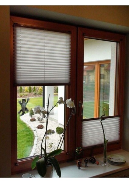 Beyaz Plise Katlanır Blackout Kumaş Ofis Mutfak Salon İçin 80 x 250 cm