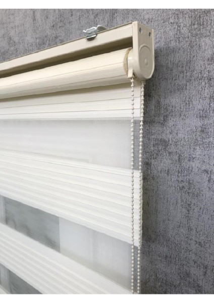 Krem Geniş Plise Stor Zebra Stor Güneşlik Perde