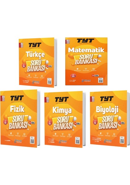 TYT Türkçe Matematik Fizik Kimya ve Biyoloji Soru Bankası 5 Kitap