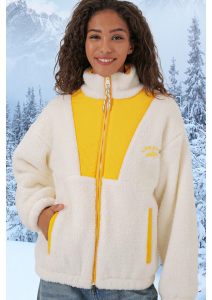 5194 Kadın Peluş Mont Ceket - Sarı modelleri