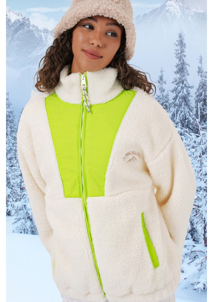 5194 Kadın Peluş Mont Ceket - Yeşil modelleri