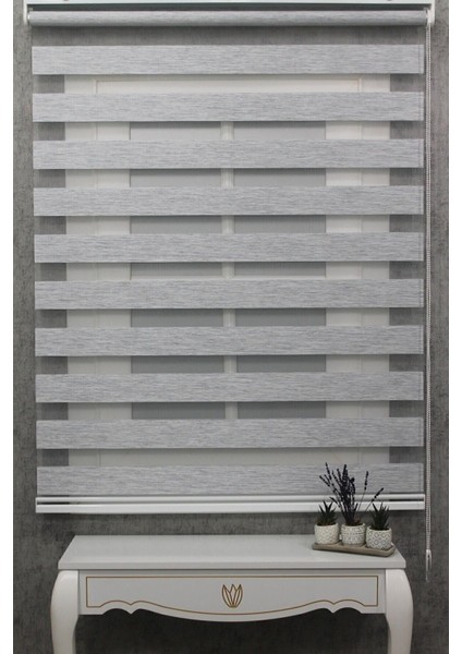 Kidmex Ithal Bambu Açık Gri Bambu Stor Zebra Perde Etek Dilimsiz