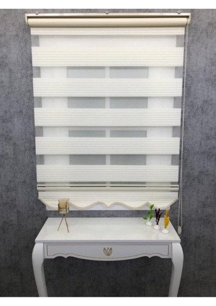 Krem Geniş Plise Stor Zebra Stor Güneşlik Perde