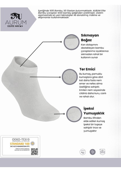 Erkek 6'lı Premium Bambu Patik Çorap Dikişsiz - Beyaz fiyatları