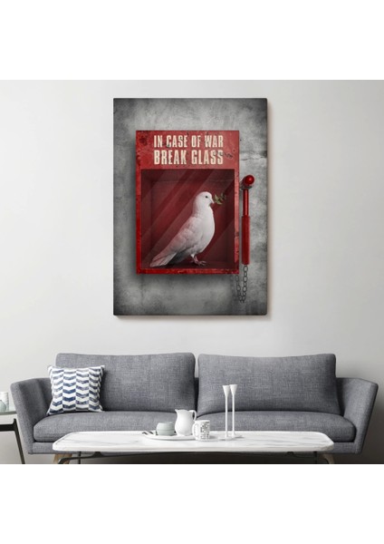 - Savaş Durumunda Camı Kır Güvercin Kanvas TABLO-5258