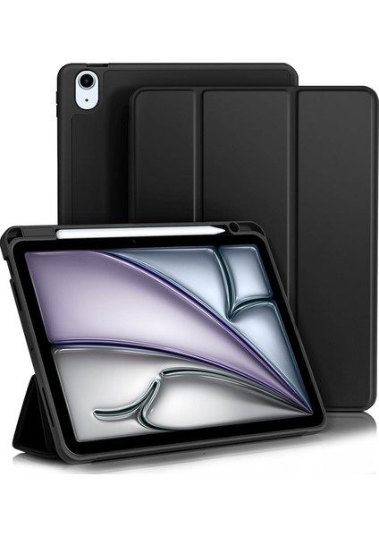 iPad Air 11 İnç M2 2024 Uyumlu Kılıf Pen Slot Charging Case Kalem Bölmeli A2902 A2903 A2904