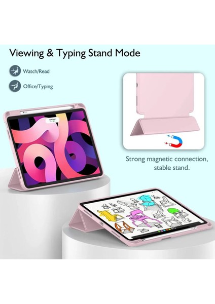 iPad Air 11 İnç M2 2024 Uyumlu Kılıf Pen Slot Charging Case Kalem Bölmeli A2902 A2903 A2904 fırsatları
