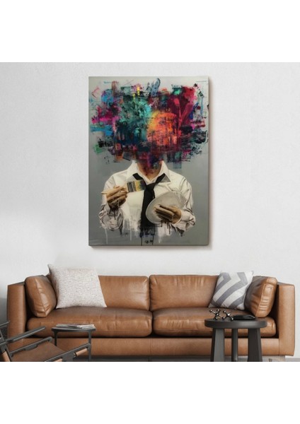 - Kendi Kafasını Boyayan Adam Gerçeküstü Duvar Sanatı Kanvas TABLO-5263