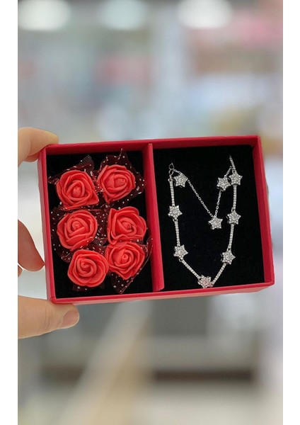 Gümüş Özel Kutusunda Yıldız Model Küpe Kolye Bileklik Set fiyatları