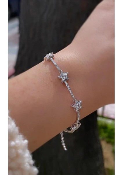 Gümüş Özel Kutusunda Yıldız Model Küpe Kolye Bileklik Set modelleri