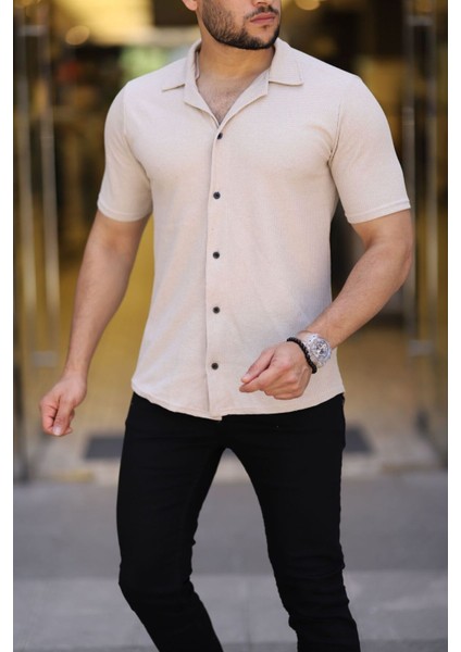 Erkek Siyah Bordo Bej Örme Kısa Kollu Gömlek 3lü Set