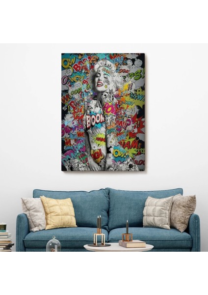 - Graffiti Marilyn Monroe, Renkli Marilyn Monroe Kanvas TABLO-5307