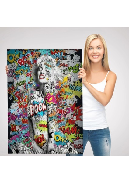 - Graffiti Marilyn Monroe, Renkli Marilyn Monroe Kanvas TABLO-5307