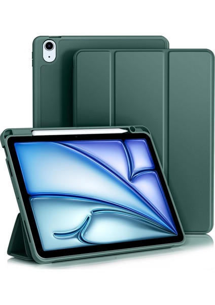 iPad Air 11 İnç M2 2024 Uyumlu Kılıf Pen Slot Charging Case Kalem Bölmeli A2902 A2903 A2904