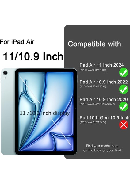 iPad Air 11 İnç M2 2024 Uyumlu Kılıf Pen Slot Charging Case Kalem Bölmeli A2902 A2903 A2904