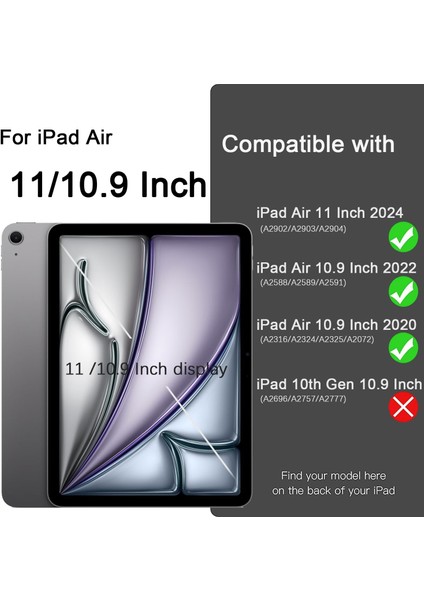 iPad Air 11 İnç M2 2024 Uyumlu Kılıf Pen Slot Charging Case Kalem Bölmeli A2902 A2903 A2904 indirimleri