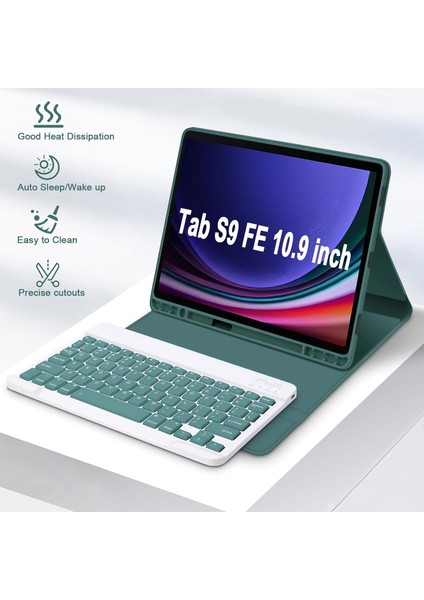 Samsung Galaxy Tab S9 Fe / S10 Fe 10.9'' Q Türkçe Klavyeli Kılıf Kalem Bölmeli Bluetooth Özellikli Standlı