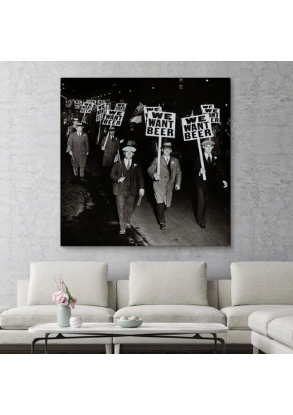 - Bira Istiyoruz, Olağandışı 1931 Yasak Protesto Fotoğrafı Kanvas TABLO-5336