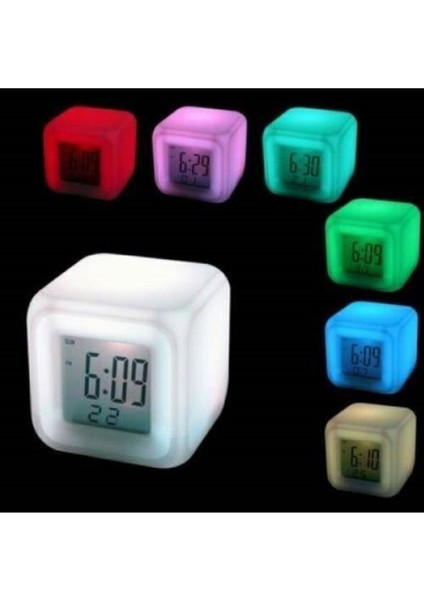 Küp Renk Değiştiren Masa Saati LCD Ekranlı Alarmlı Dijital Küp Saat modelleri