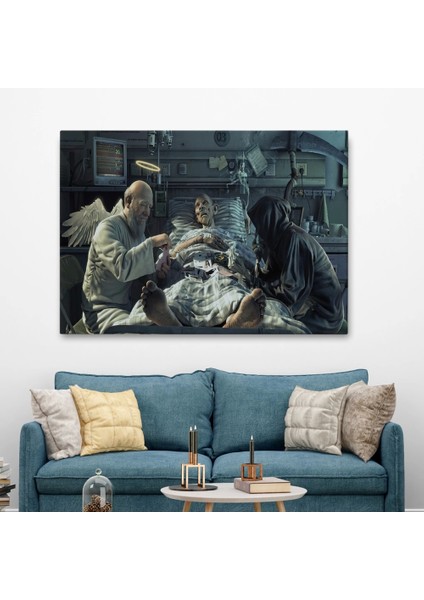 - Azrail ve Melek Kumar Oynuyor Kanvas Tablo, Ölüm Meleği Çalışıyor TABLO-5373