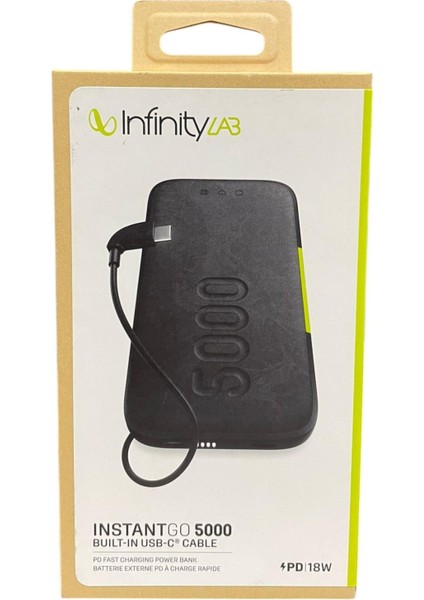 Lab Instantgo Powerbank 5000 Mah, Usb-C, Siyah