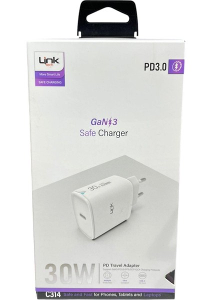 Link Tech C314 Safe 30W Hızlı Şarj Adaptörü