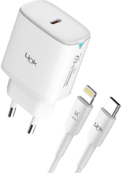 Link Tech C308 Safe Tip-C Lightning Kablolu 20W Hızlı Şarj Cihazı