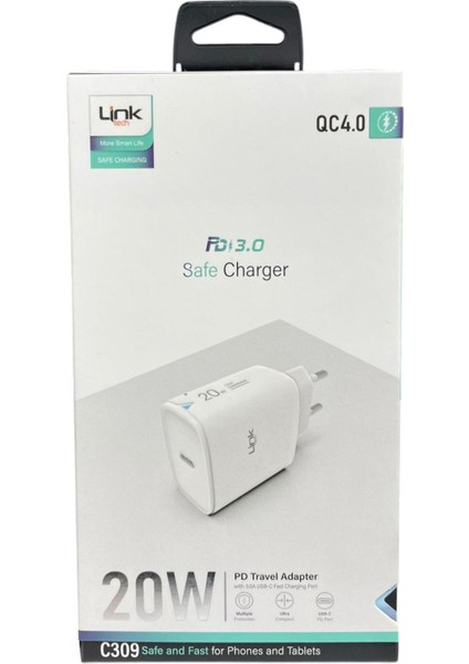 Link Tech C309 Safe 20W Hızlı Şarj Adaptörü