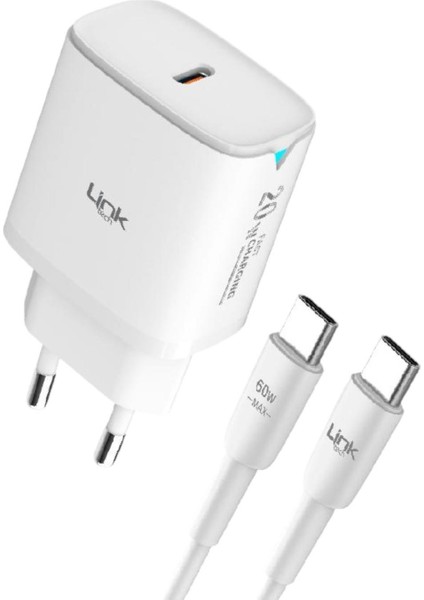 Link Tech C307 Safe Tip-C Kablolu 20W Hızlı Şarj Cihazı