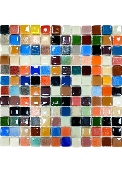 Mutfak Tezgah Arası, Havuz, Banyo, Sauna, Spa, ve Yaşam Alanlarının Tüm Yüzeyleri İçin. 25X25MM Çok Renkli. 31,5X31,5CM. Fileli Cam Mozaik. ( 1 M2 Fiyatıdır )