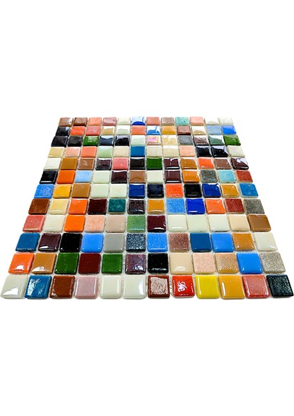 Mutfak Tezgah Arası, Havuz, Banyo, Sauna, Spa, ve Yaşam Alanlarının Tüm Yüzeyleri İçin. 25X25MM Çok Renkli. 31,5X31,5CM. Fileli Cam Mozaik. ( 1 M2 Fiyatıdır ) fırsatları