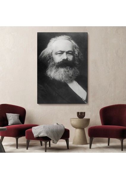 - Karl Marx Siyah Beyaz Dekoratif Kanvas TABLO-5964