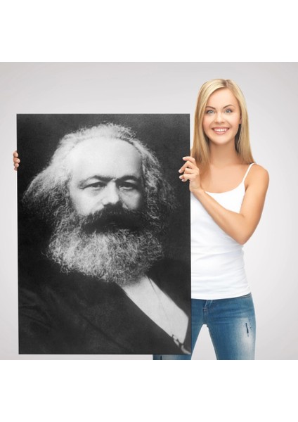 - Karl Marx Siyah Beyaz Dekoratif Kanvas TABLO-5964