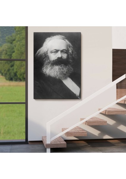- Karl Marx Siyah Beyaz Dekoratif Kanvas TABLO-5964
