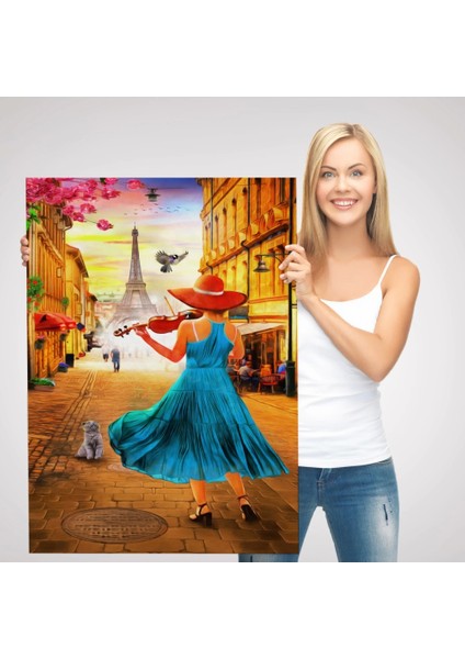 - Paris De Etfel Kulesine Karşı Keman Çalan Kız TABLOSU-6006 modelleri