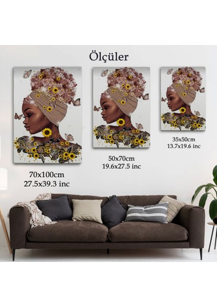 - Çiçekler Içindeki Afrikalı Güzel Kadın Duvar TABLOSU-6038