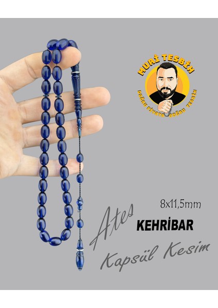 Gümüş Tasarım Ateş Kehribar Kapsül Kesim 8X11,50