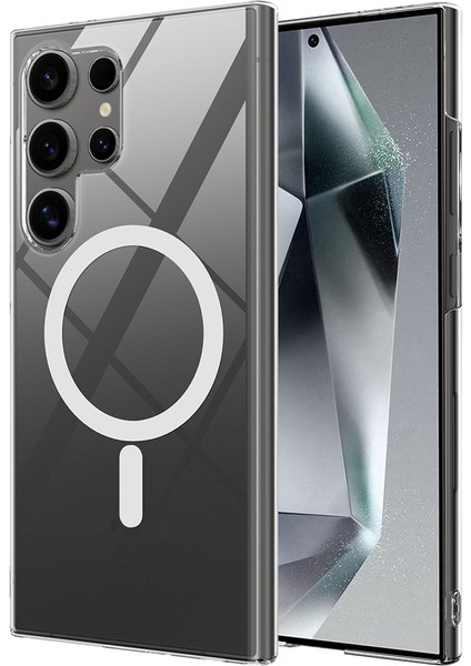 Galaxy S25 Ultra Kılıf Sararma Yapmayan Kamera Korumalı Magsafe Sert PC Zore Porto Kapak + Zore Dias Cam Ekran Koruyucu modelleri