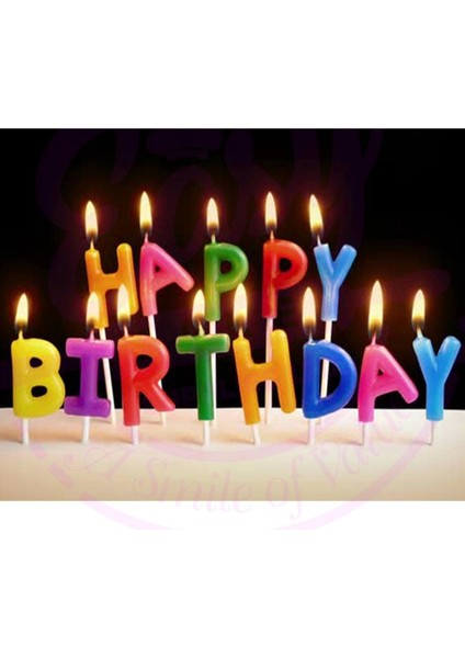Heyf Rengarenk Happy Birthday Yazılabilen Doğum Günü Mumu