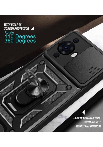 Huawei Nova 12S Kılıf Kamera Korumalı Sürgülü Yüzüklü Armor Military Tank Kızaklı Zırh Kapak fırsatları