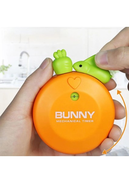 Turuncu Tavşan Mıknatıslı Mekanik Zamanlayıcı Çocuk Timer Alarm