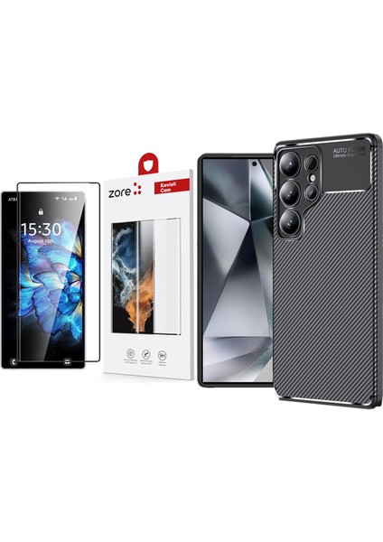 Samsung Galaxy S25 Ultra Kılıf Zore Negro Silikon Kapak + Zore Dias Cam Ekran Koruyucu