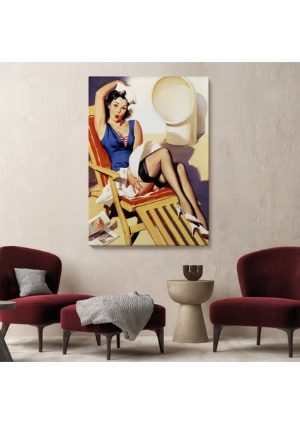 - Sailor Pin Up Dekoratif Duvar Tablosu - Denizci KIZ-6459
