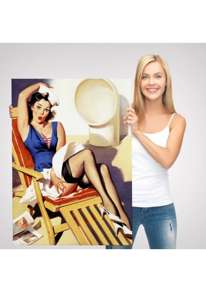 - Sailor Pin Up Dekoratif Duvar Tablosu - Denizci KIZ-6459
