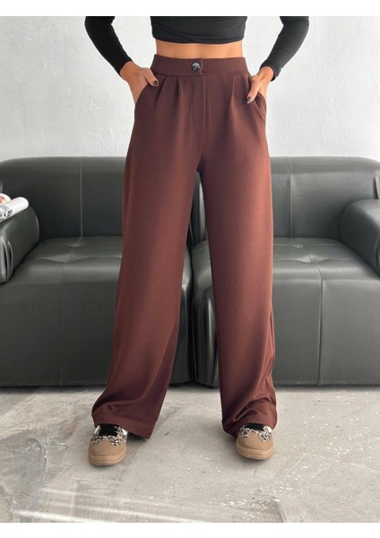 Kadın Beli Lastikli Palazzo Pantolon