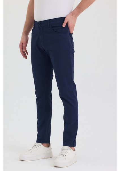 Theseason Erkek Lacivert Slim Fit Esnek Gabardin Pantolon