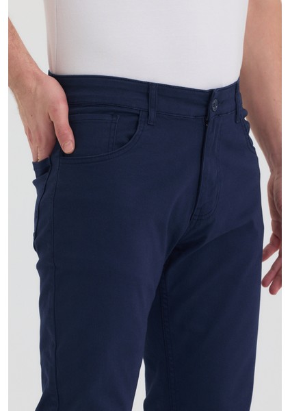 Theseason Erkek Lacivert Slim Fit Esnek Gabardin Pantolon