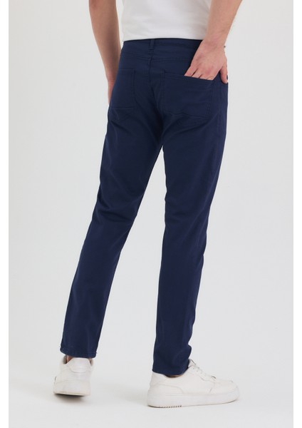 Theseason Erkek Lacivert Slim Fit Esnek Gabardin Pantolon
