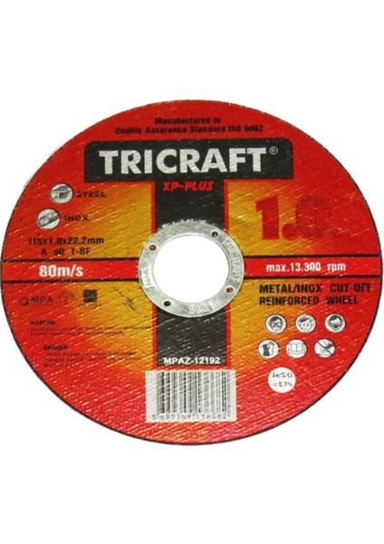 Tricraft Inox Metal Taş 115X1.0X22 mm 25'li